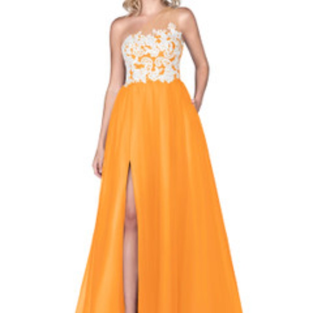 Nwt Azarie Noa Tangerine Prom Wedding Quinceanera Gown Dress